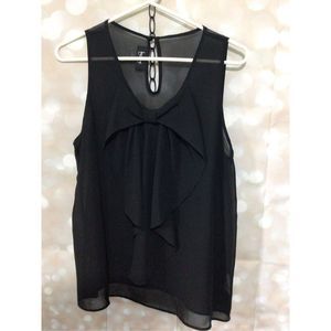 By & By Semi Sheer Top Bow Accent Front Size L
